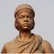 Statue Image of Queen Nzinga holding an axe which is symbolic as staff of office (present day Angola).