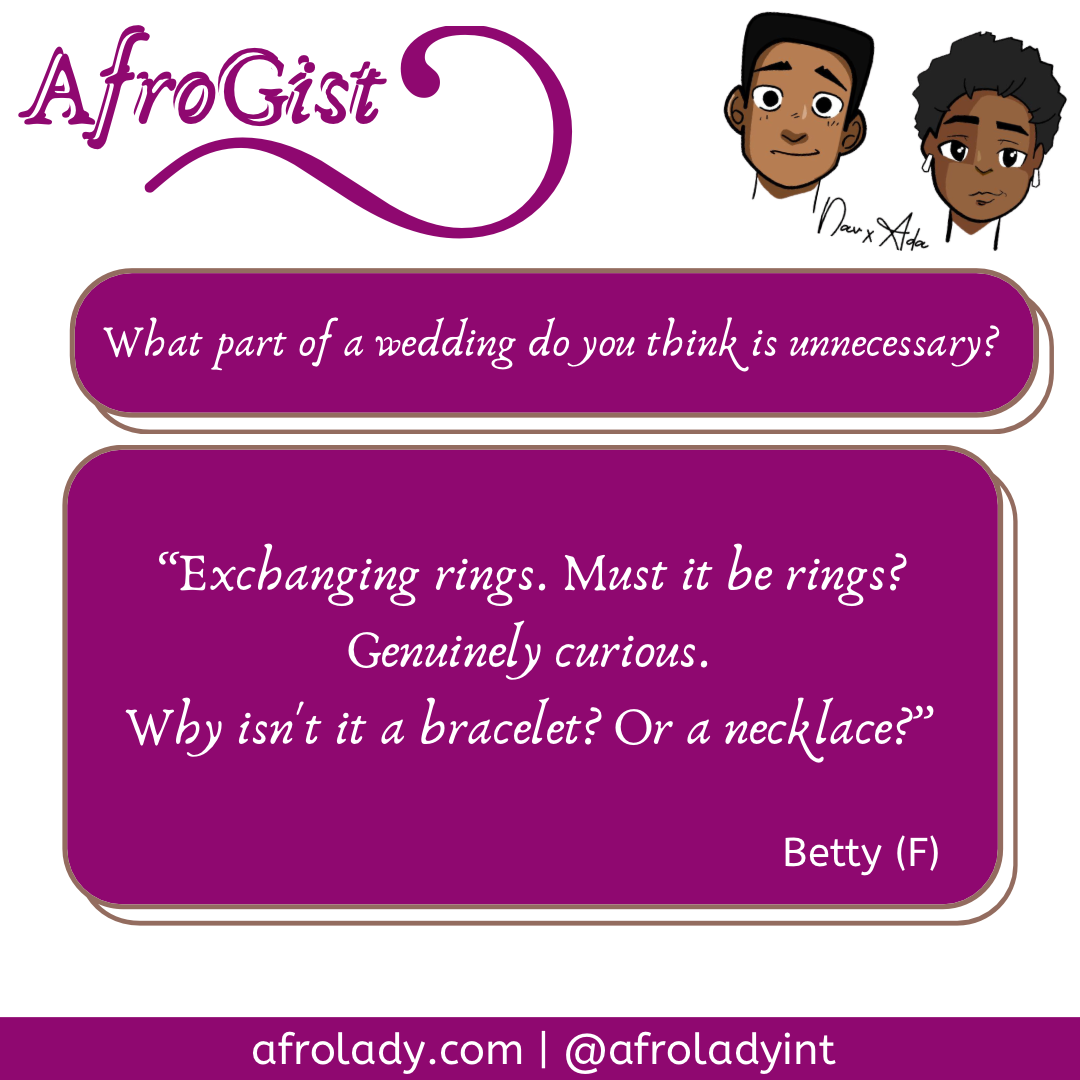 Afrogist, unnecessary parts of a wedding, parts of a wedding that’s unnecessary, wedding dos and donts, weddings,
