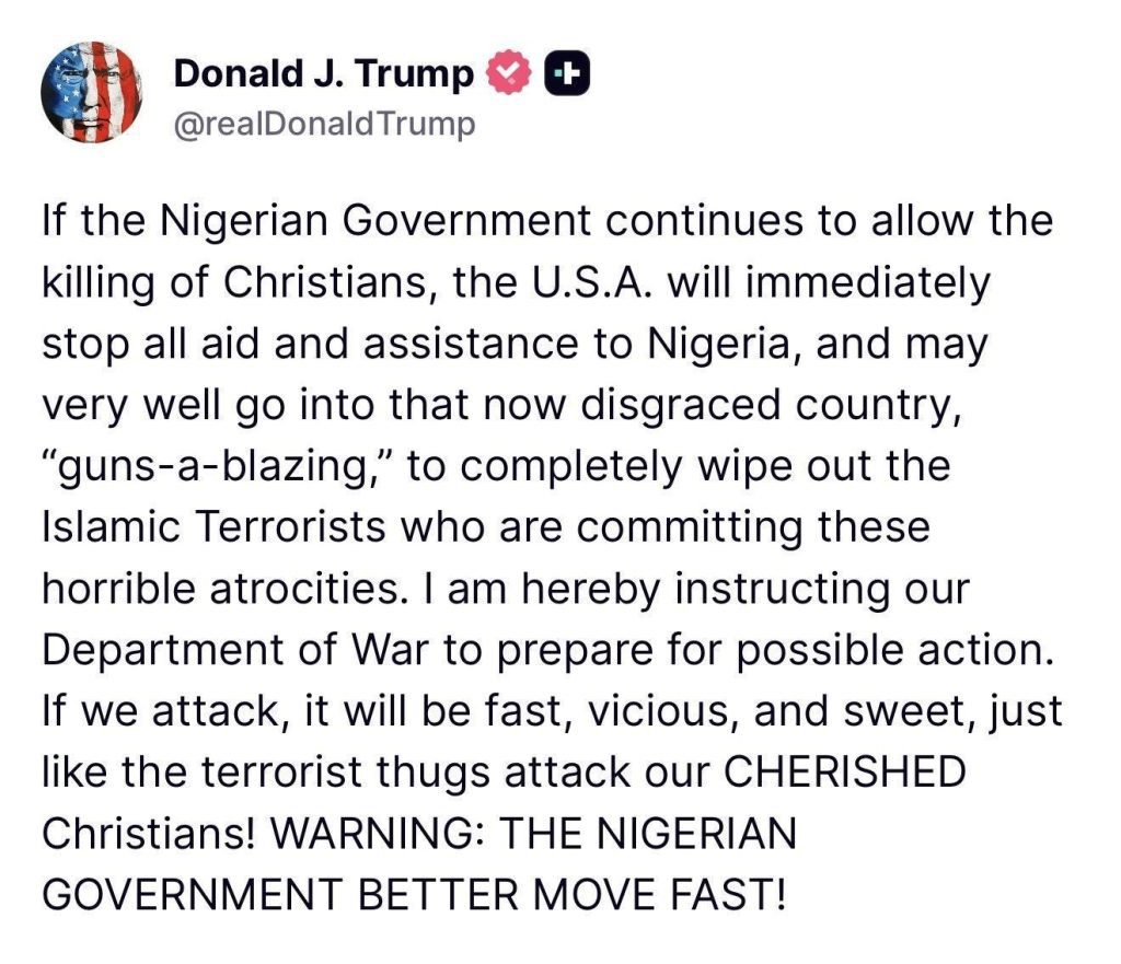 Donald Trump Labels Nigeria as a Country of Particular Concern