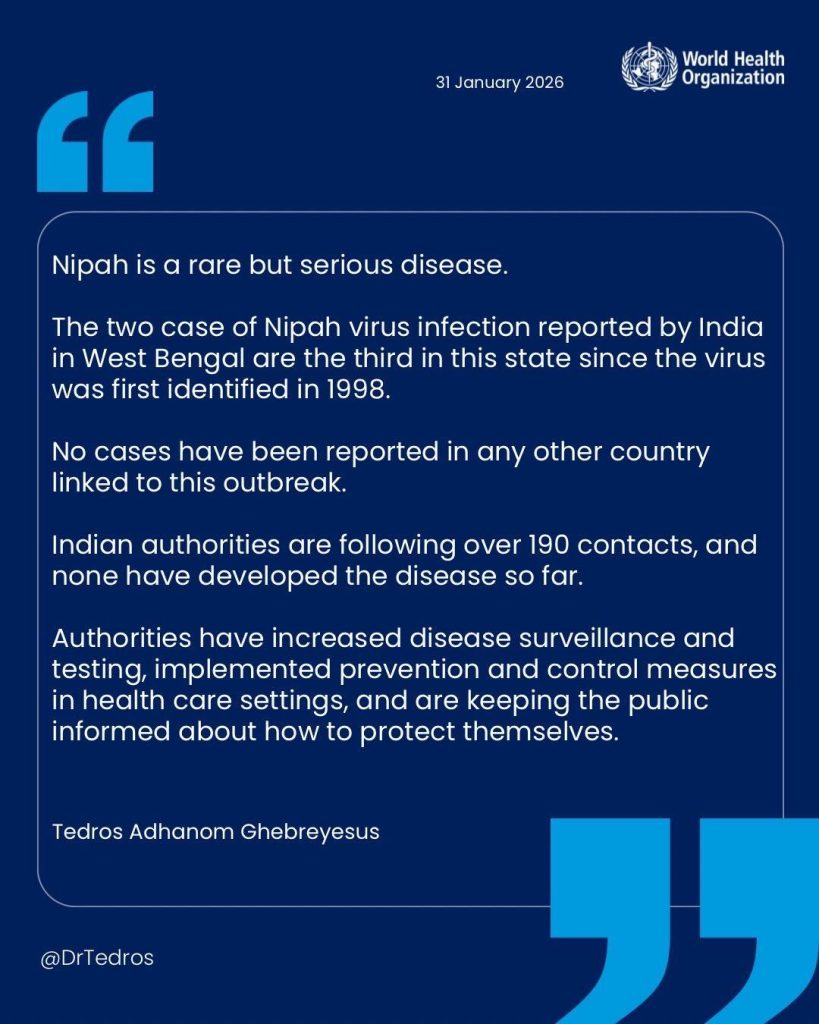 the Nipah virus, India outbreak, zoonotic diseases, global health alert, WHO, virus prevention, 